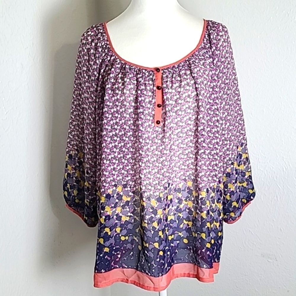 Marks & Spencer Per Una Floral Print Sheer Blouse, Size 14